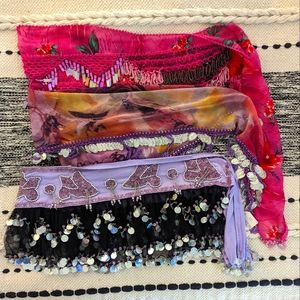 Lot of 3 belly dance hip scarf / scarves
